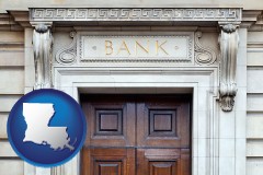a bank building - with Louisiana icon
