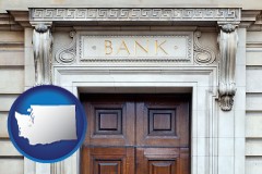 a bank building - with Washington icon