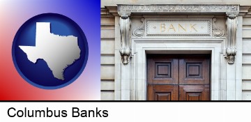a bank building in Columbus, TX